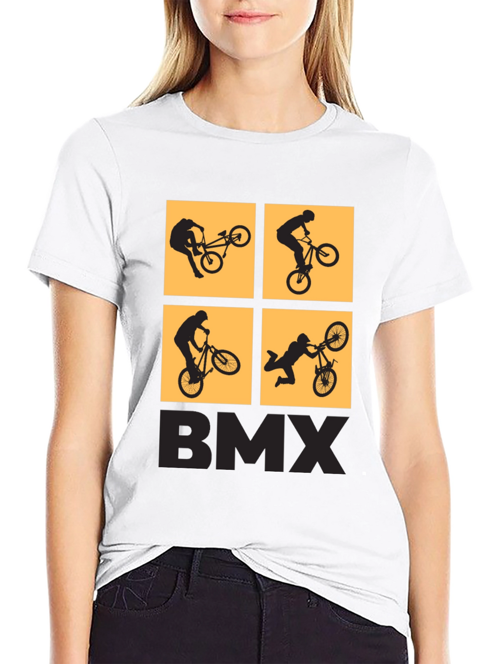 BMX Stunt Silhouette Graphic T-Shirt - Black