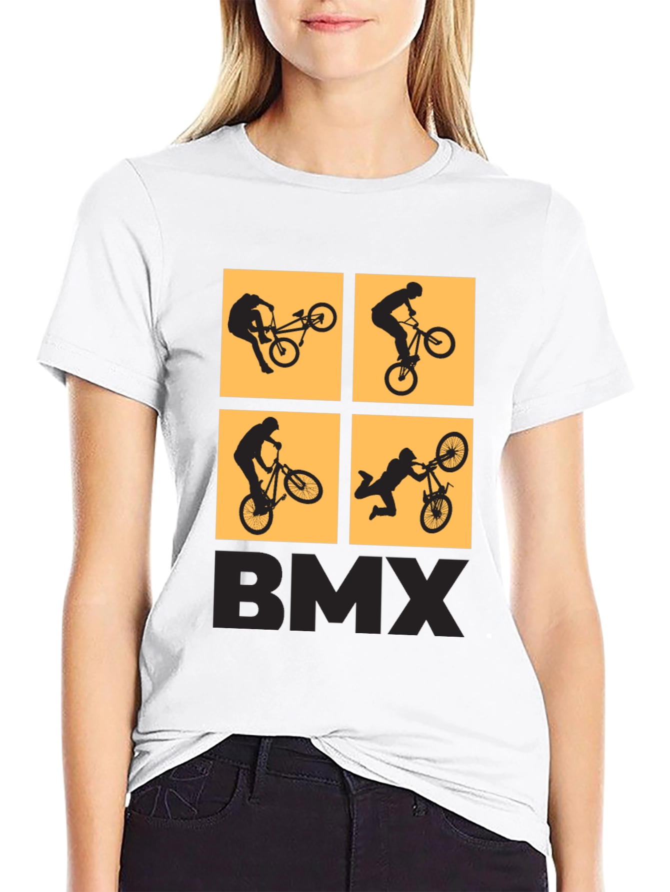 BMX Stunt Silhouette Graphic T-Shirt - Black