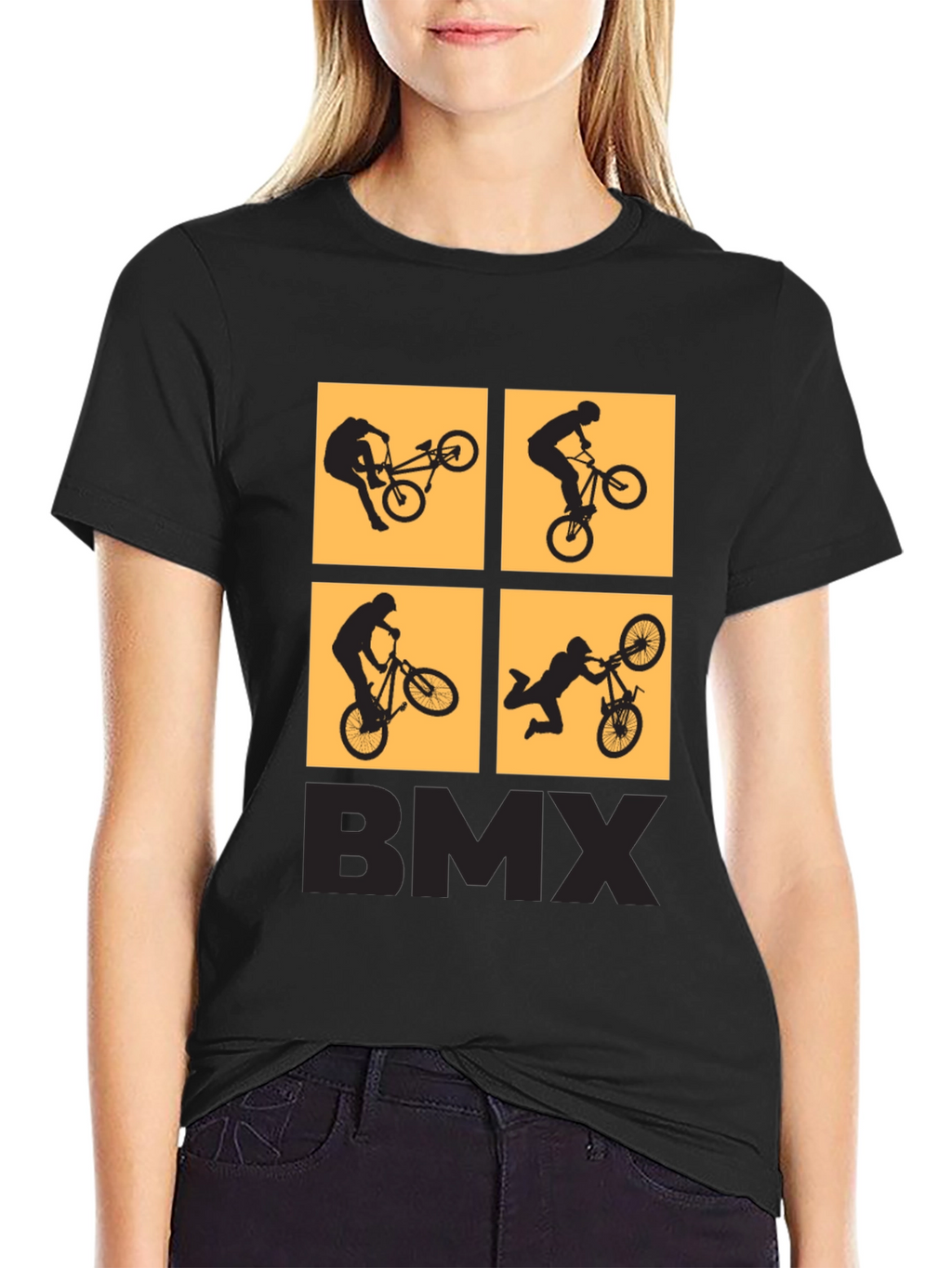 BMX Stunt Silhouette Graphic T-Shirt - Black