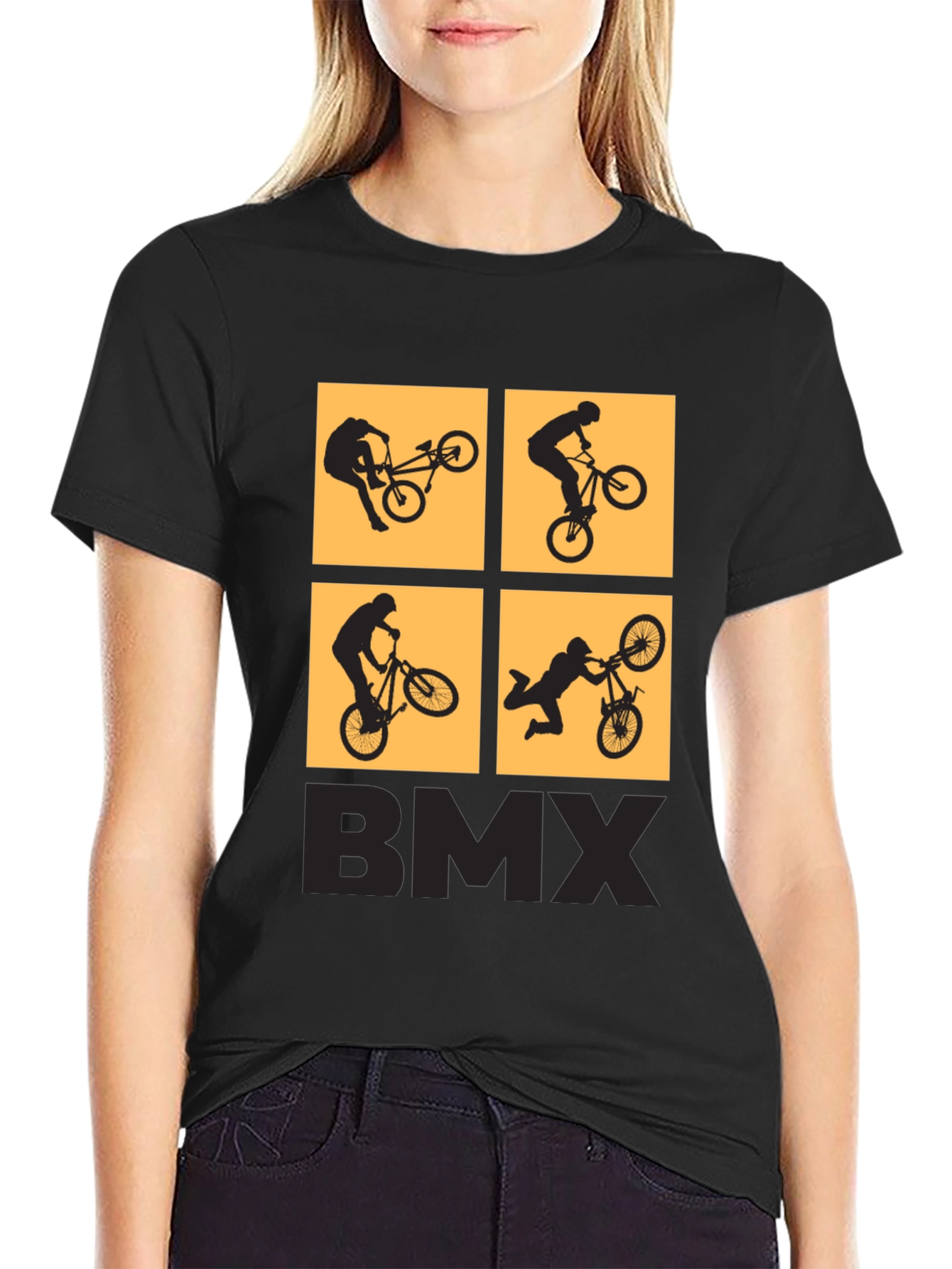BMX Stunt Silhouette Graphic T-Shirt - Black