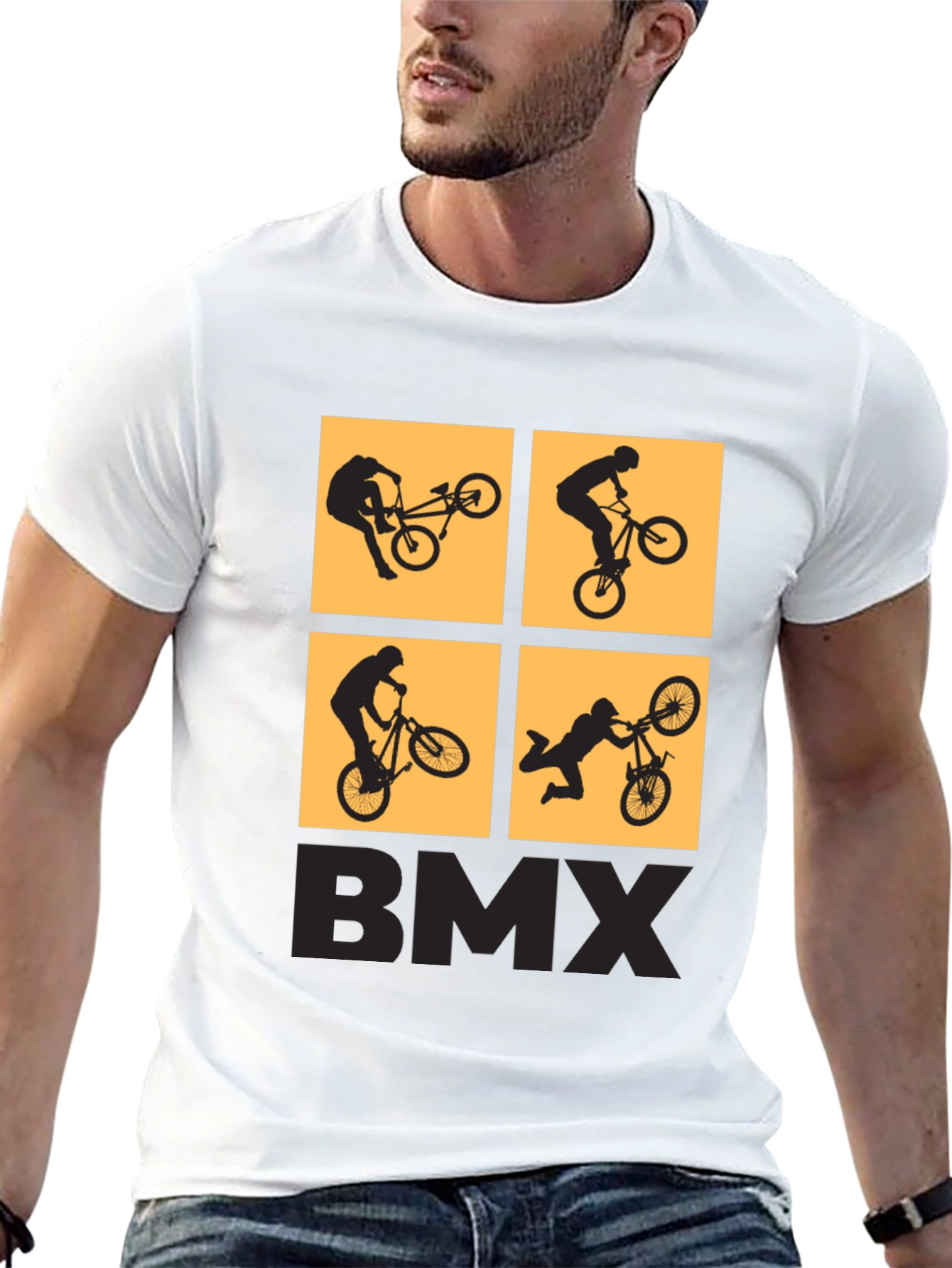 BMX Stunt Silhouette Graphic T-Shirt - Black