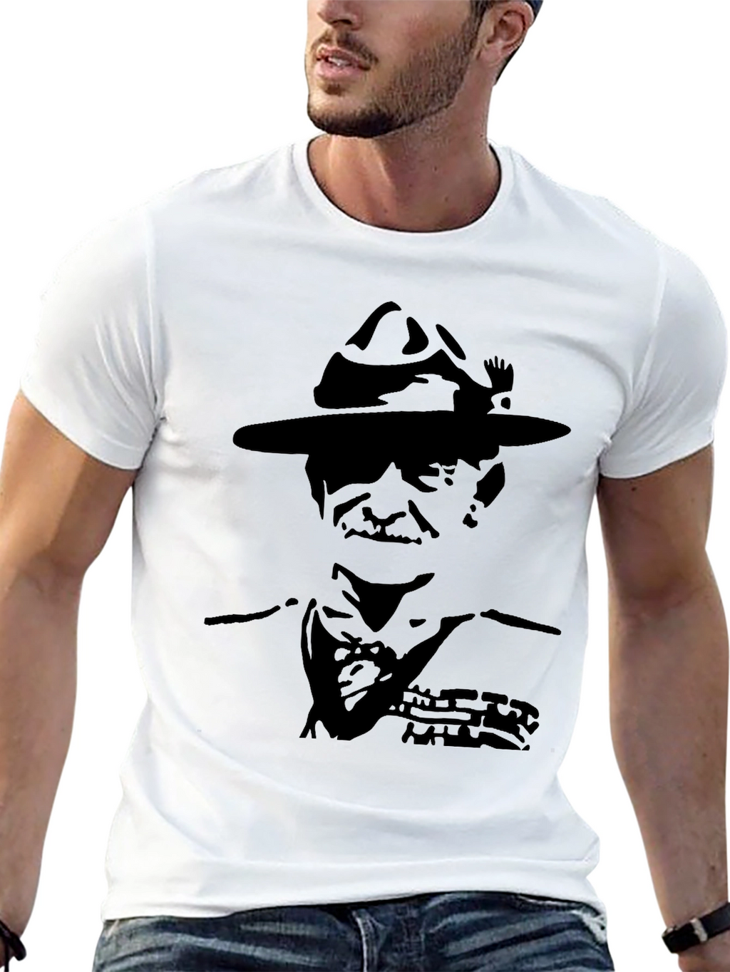 Boy Scout Silhouette Graphic Black T-Shirt