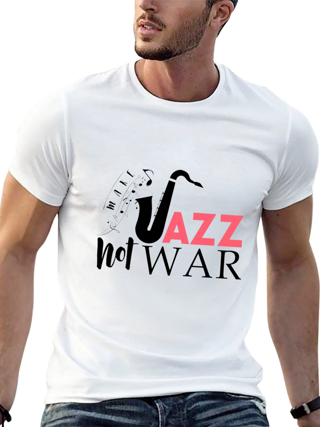 Jazz Not War Graphic T-Shirt - Music Lover Tee