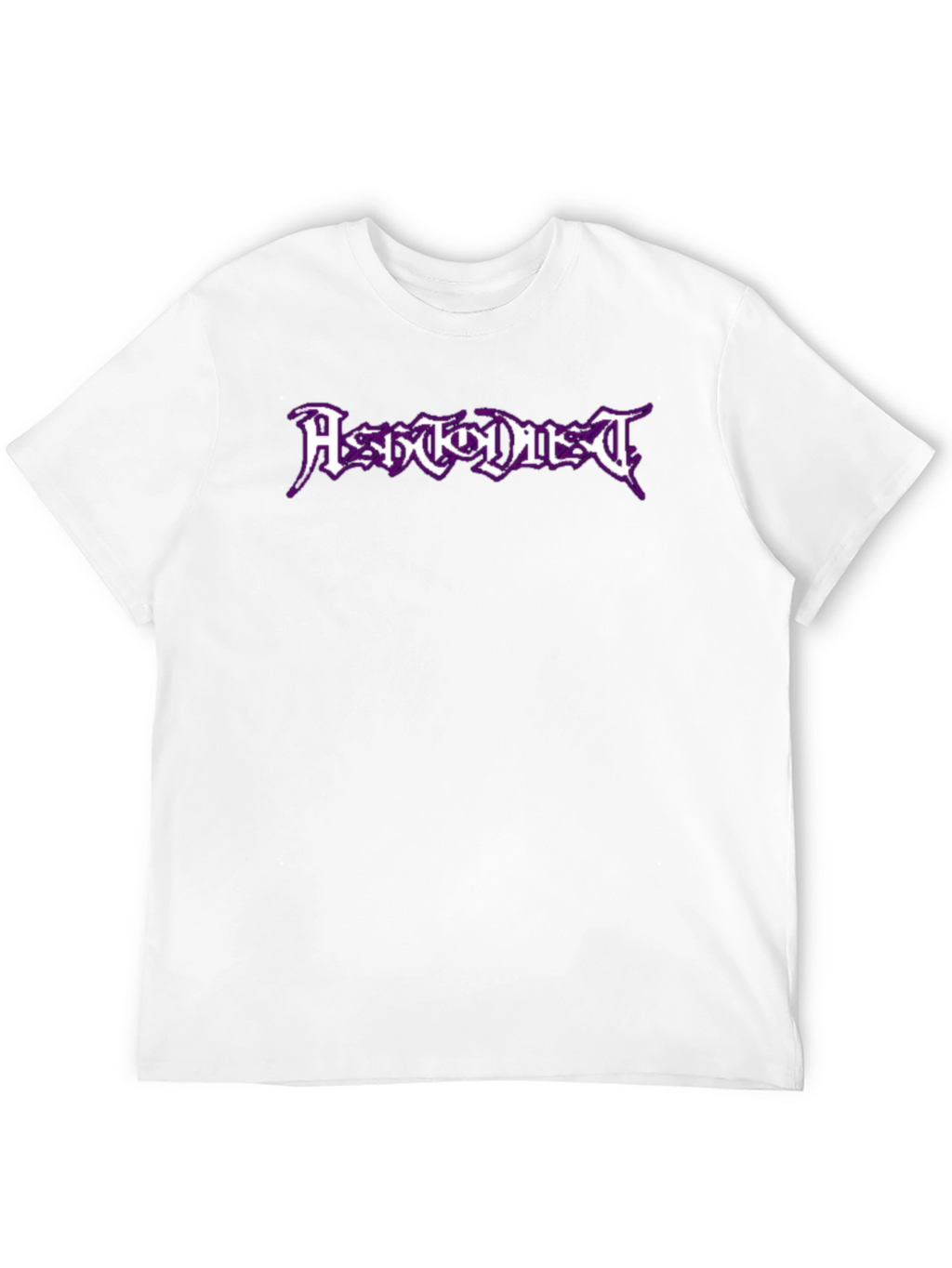 Black T-Shirt with Purple Metal Band Graphic