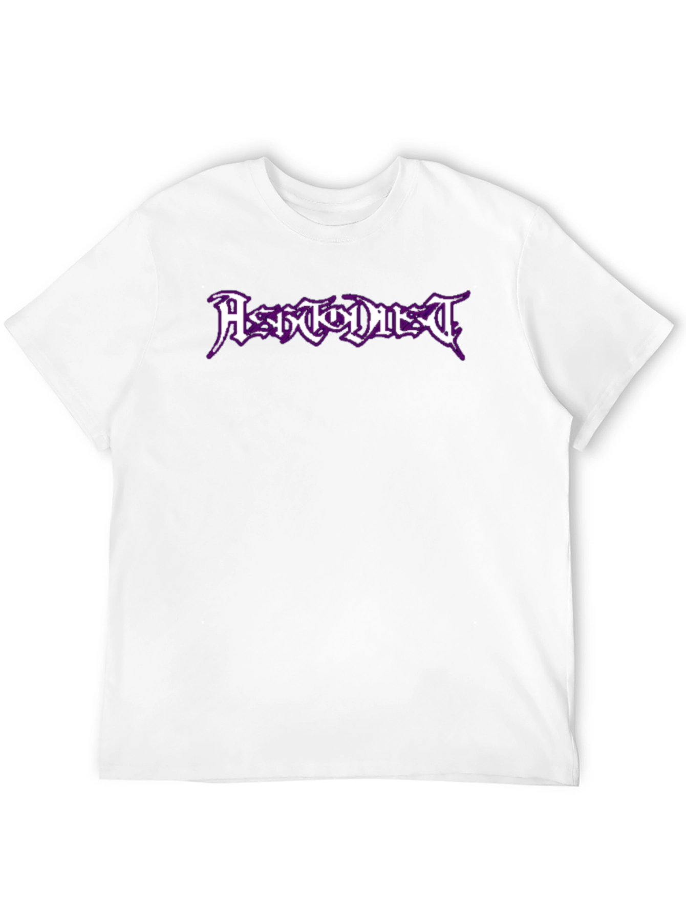 Black T-Shirt with Purple Metal Band Graphic