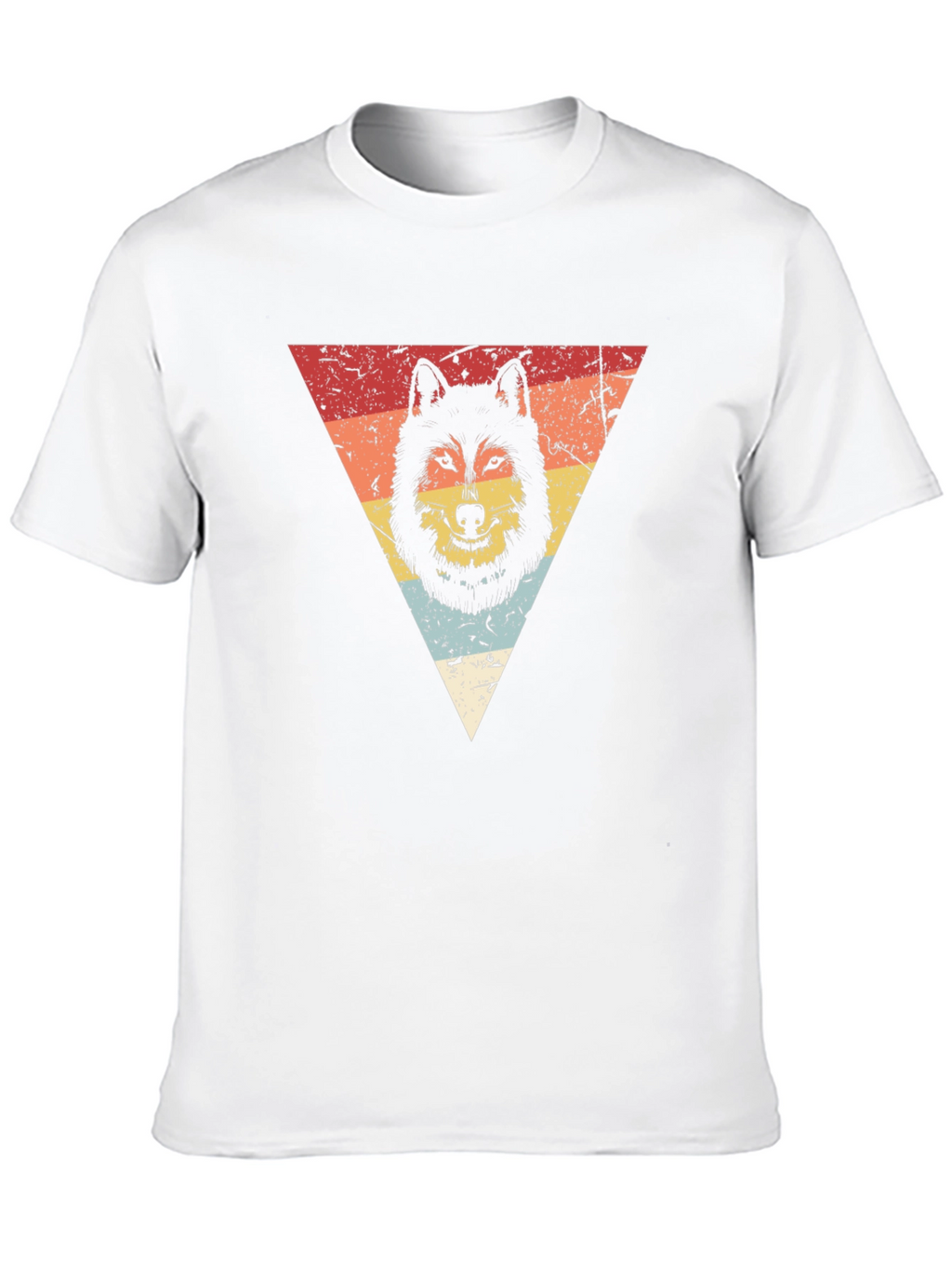 Retro Wolf Triangle Graphic Tee - Black