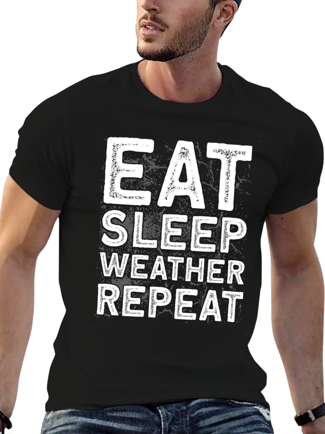 Eat Sleep Weather Repeat Black T-Shirt