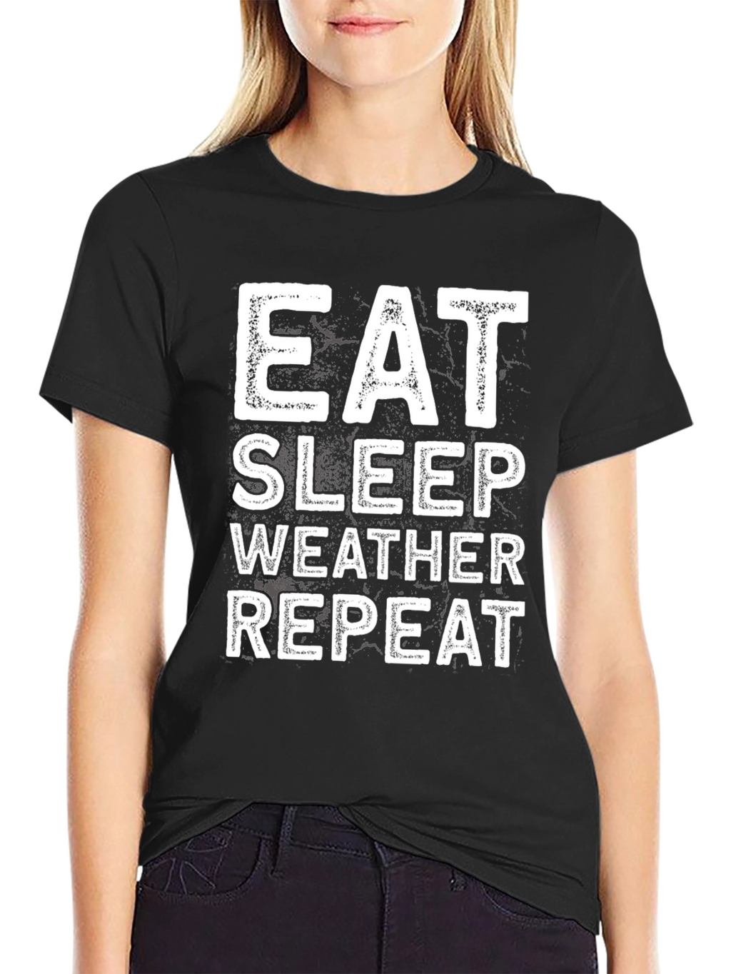 Eat Sleep Weather Repeat Black T-Shirt