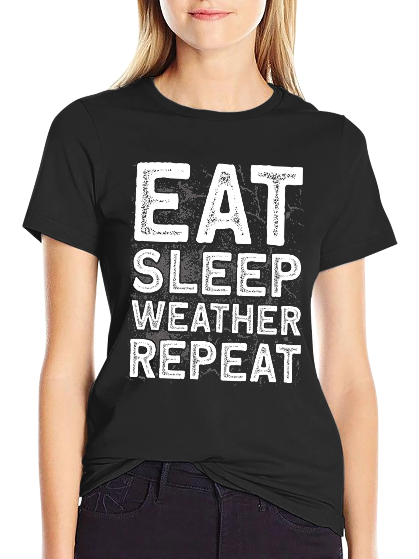 Eat Sleep Weather Repeat Black T-Shirt