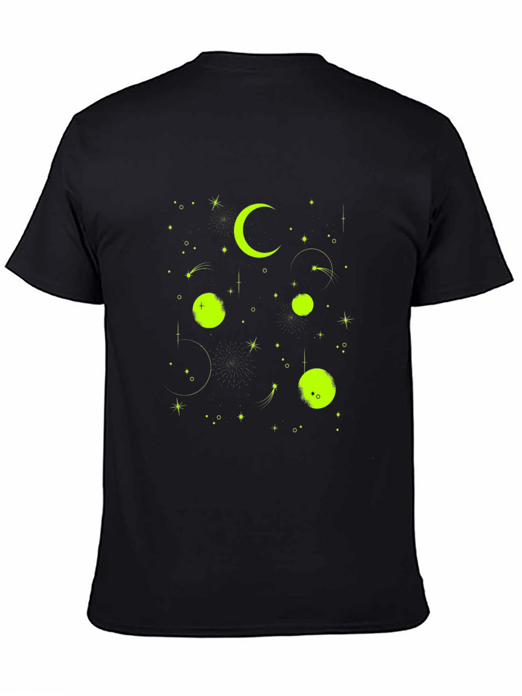 Celestial Moon & Stars Graphic Tee - Black