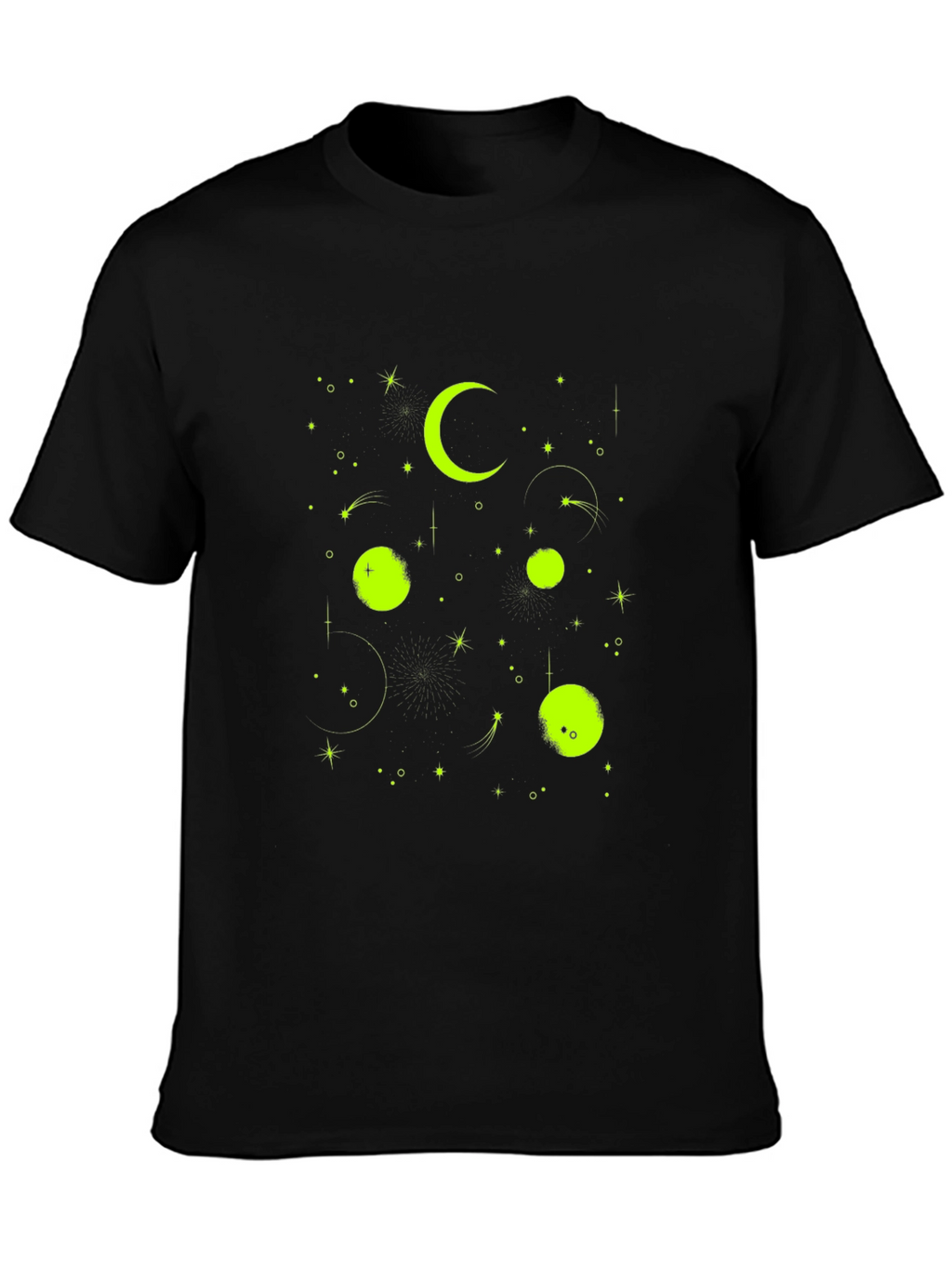 Celestial Moon & Stars Graphic Tee - Black