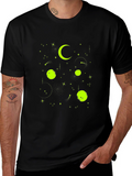 Celestial Moon & Stars Graphic Tee - Black