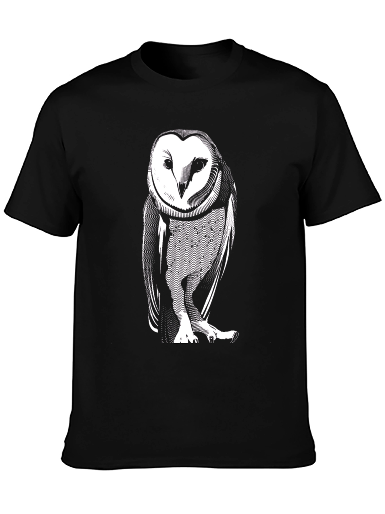 Owl Graphic Print Black T-Shirt