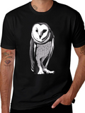 Owl Graphic Print Black T-Shirt