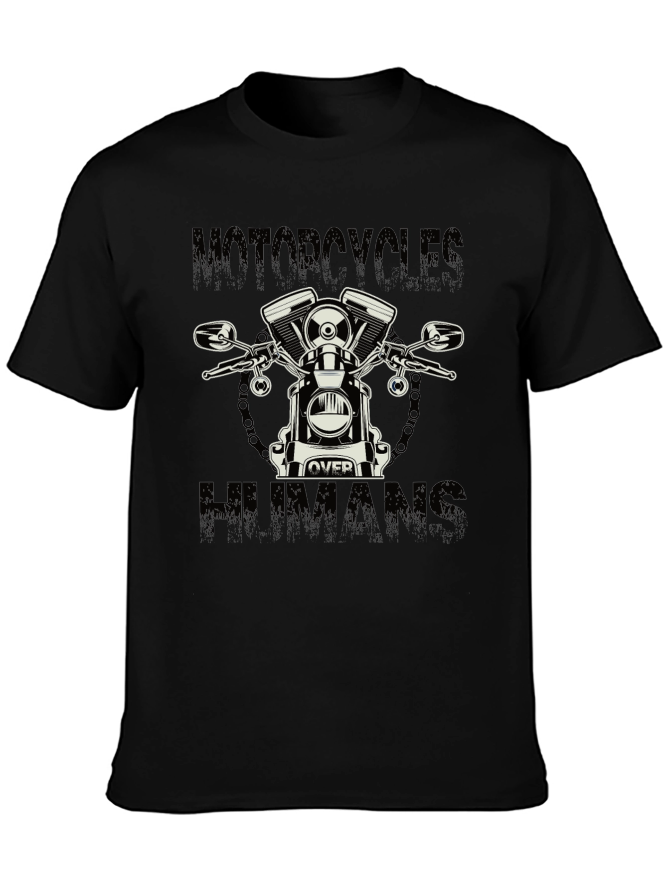 Motorcycle Over Humans Graphic Tee - Black