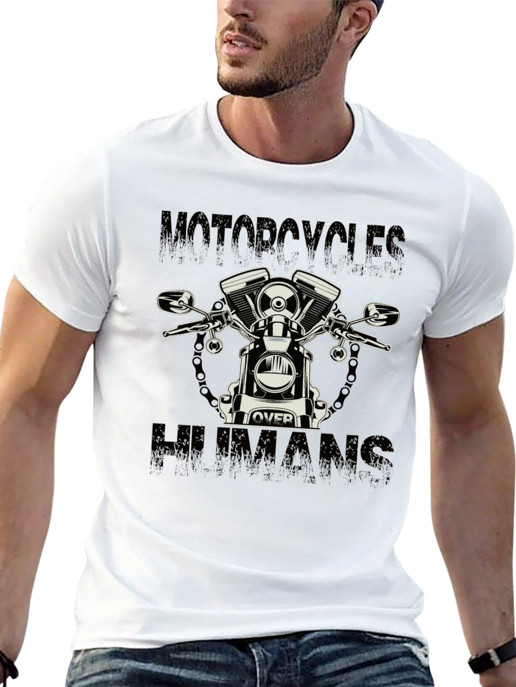 Motorcycle Over Humans Graphic Tee - Black