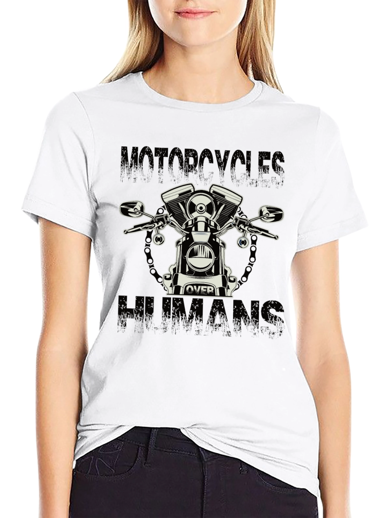 Motorcycle Over Humans Graphic Tee - Black