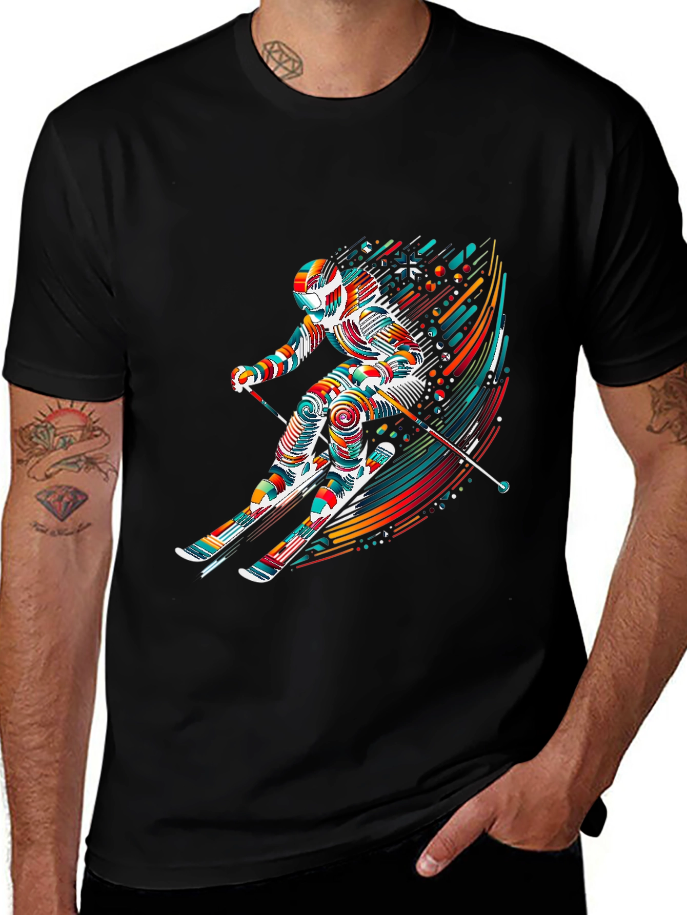 Vibrant Skier Graphic Tee - Sporty Stylish Design