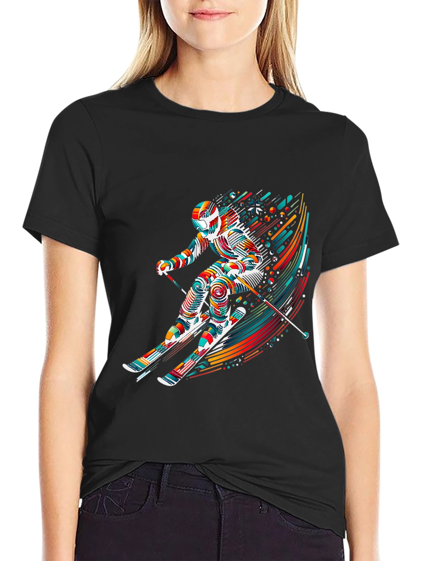 Vibrant Skier Graphic Tee - Sporty Stylish Design