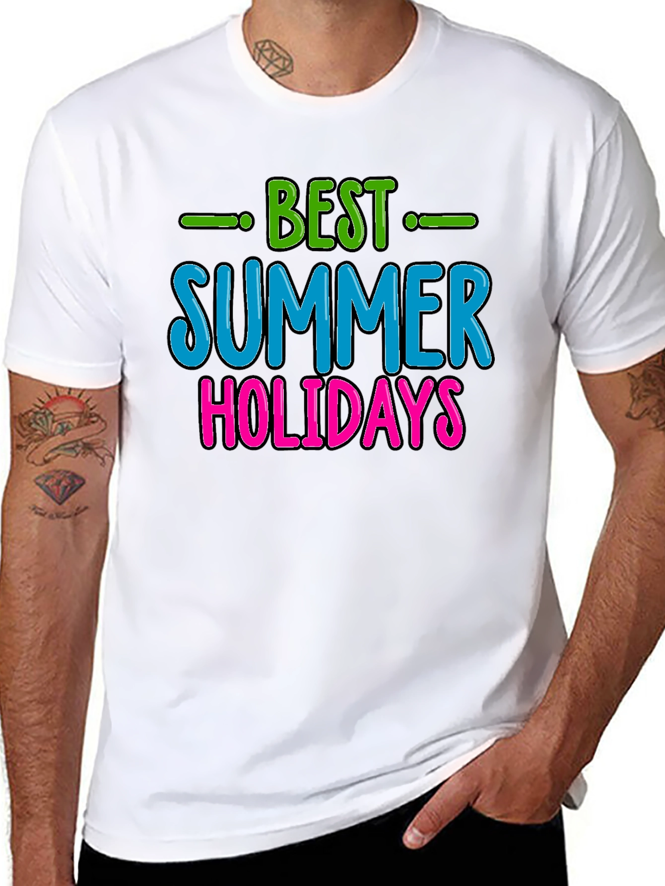 Best Summer Holidays Graphic Tee - Black