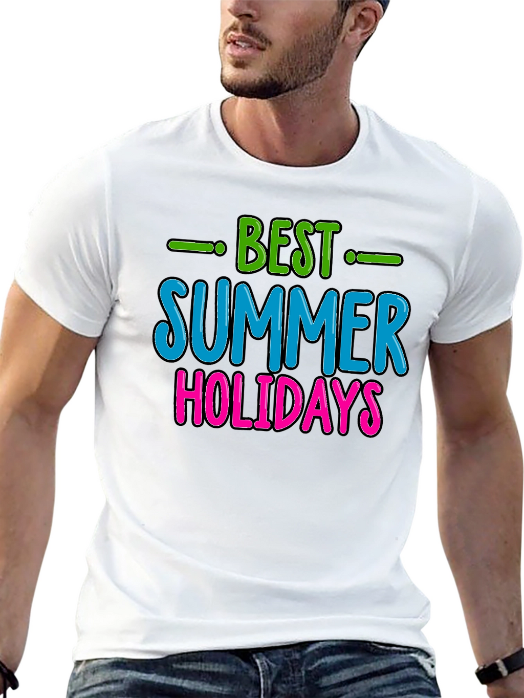 Best Summer Holidays Graphic Tee - Black