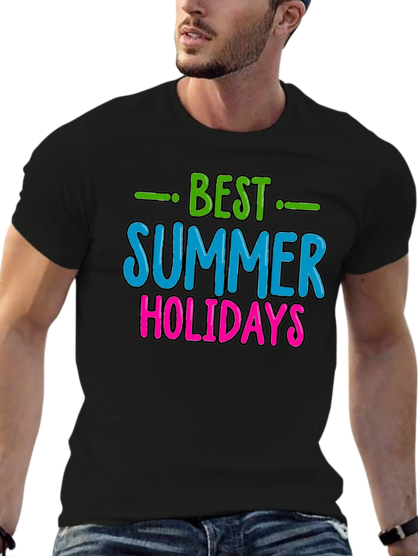 Best Summer Holidays Graphic Tee - Black