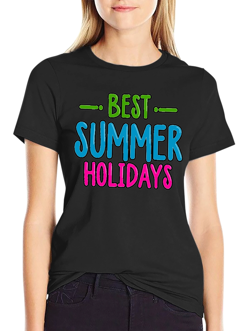 Best Summer Holidays Graphic Tee - Black