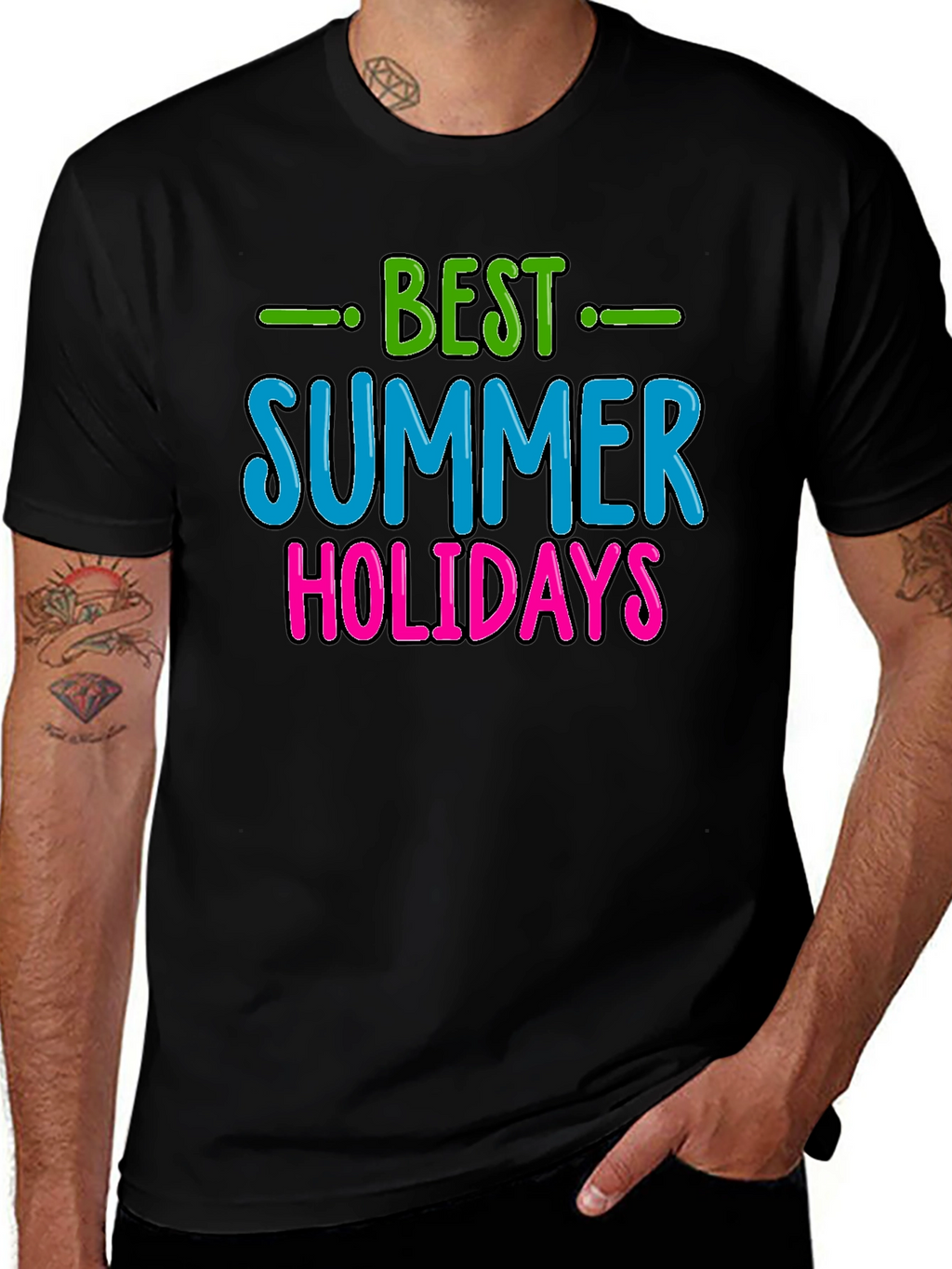 Best Summer Holidays Graphic Tee - Black