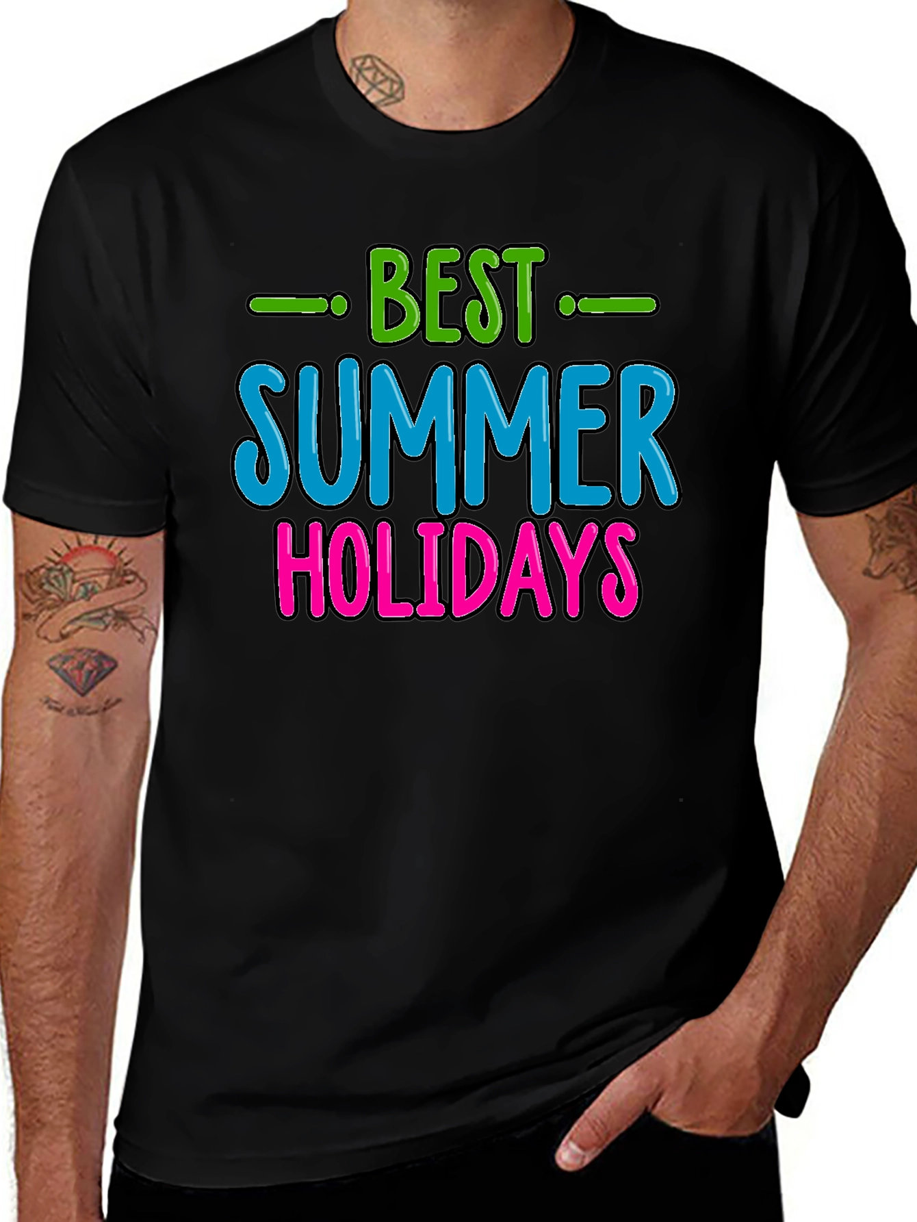 Best Summer Holidays Graphic Tee - Black