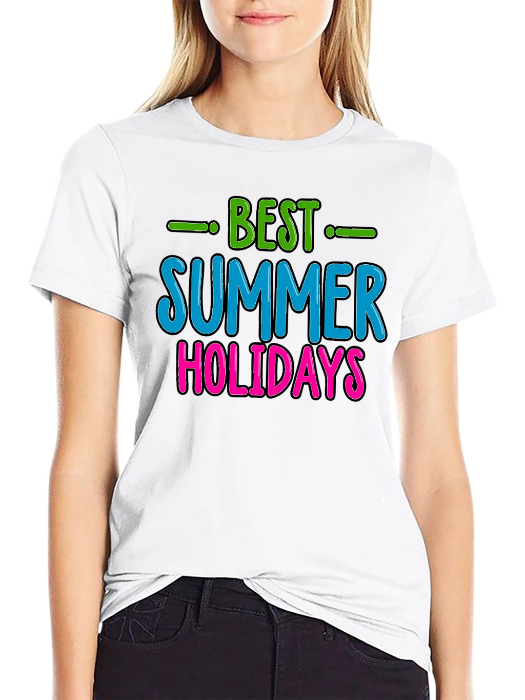 Best Summer Holidays Graphic Tee - Black