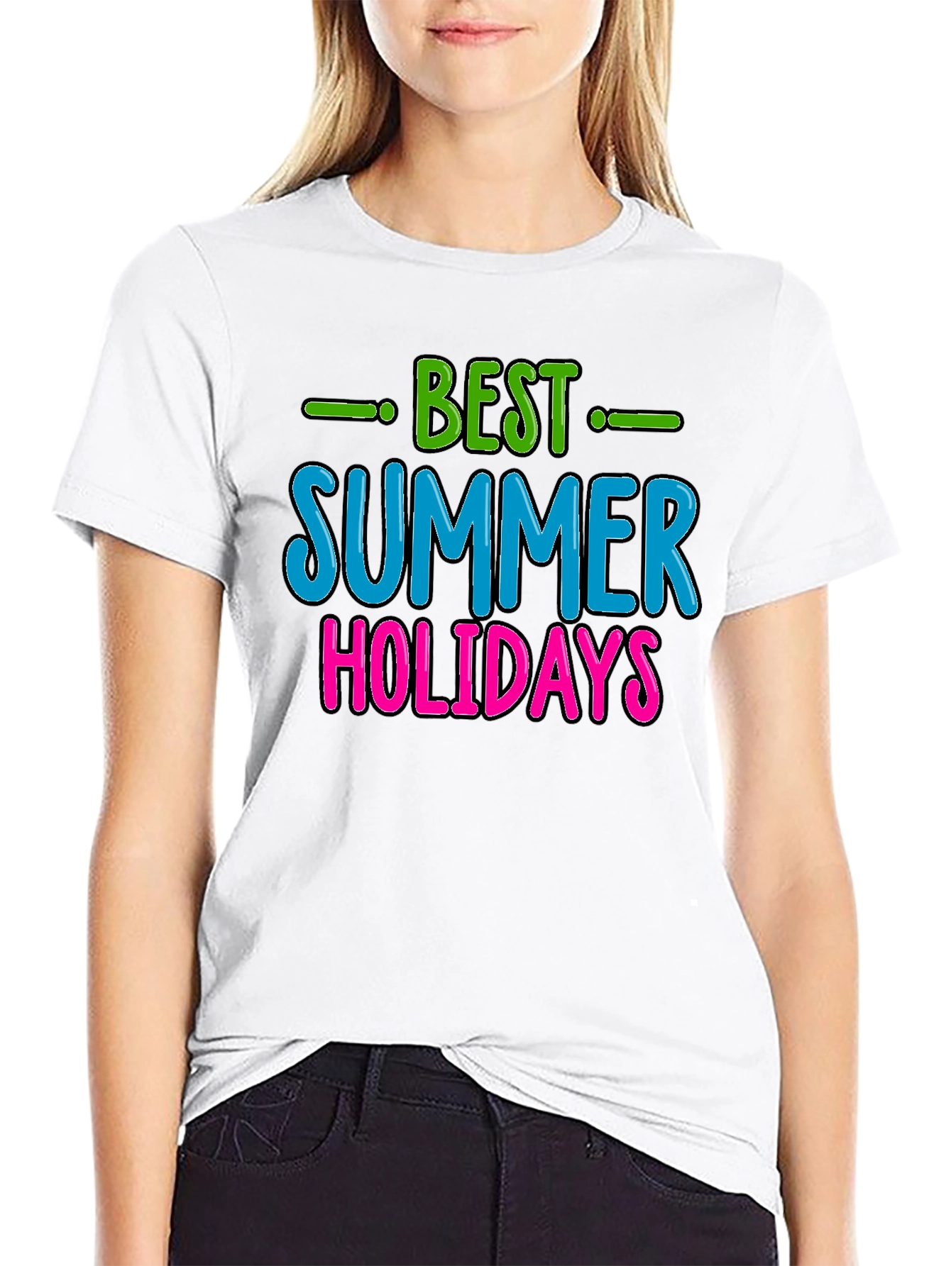 Best Summer Holidays Graphic Tee - Black