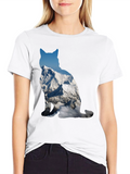 Mountain Cat Graphic Tee - Black