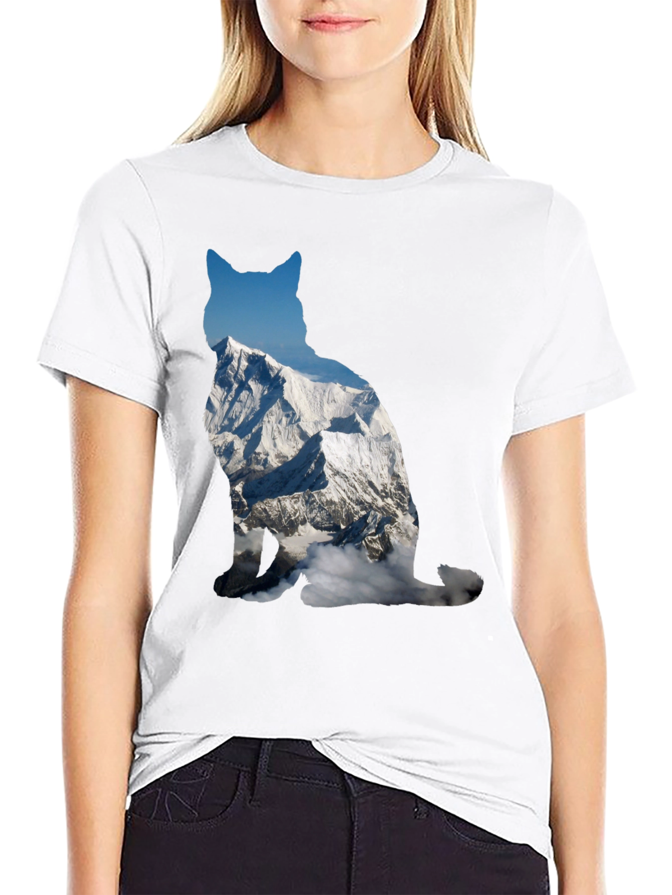 Mountain Cat Graphic Tee - Black