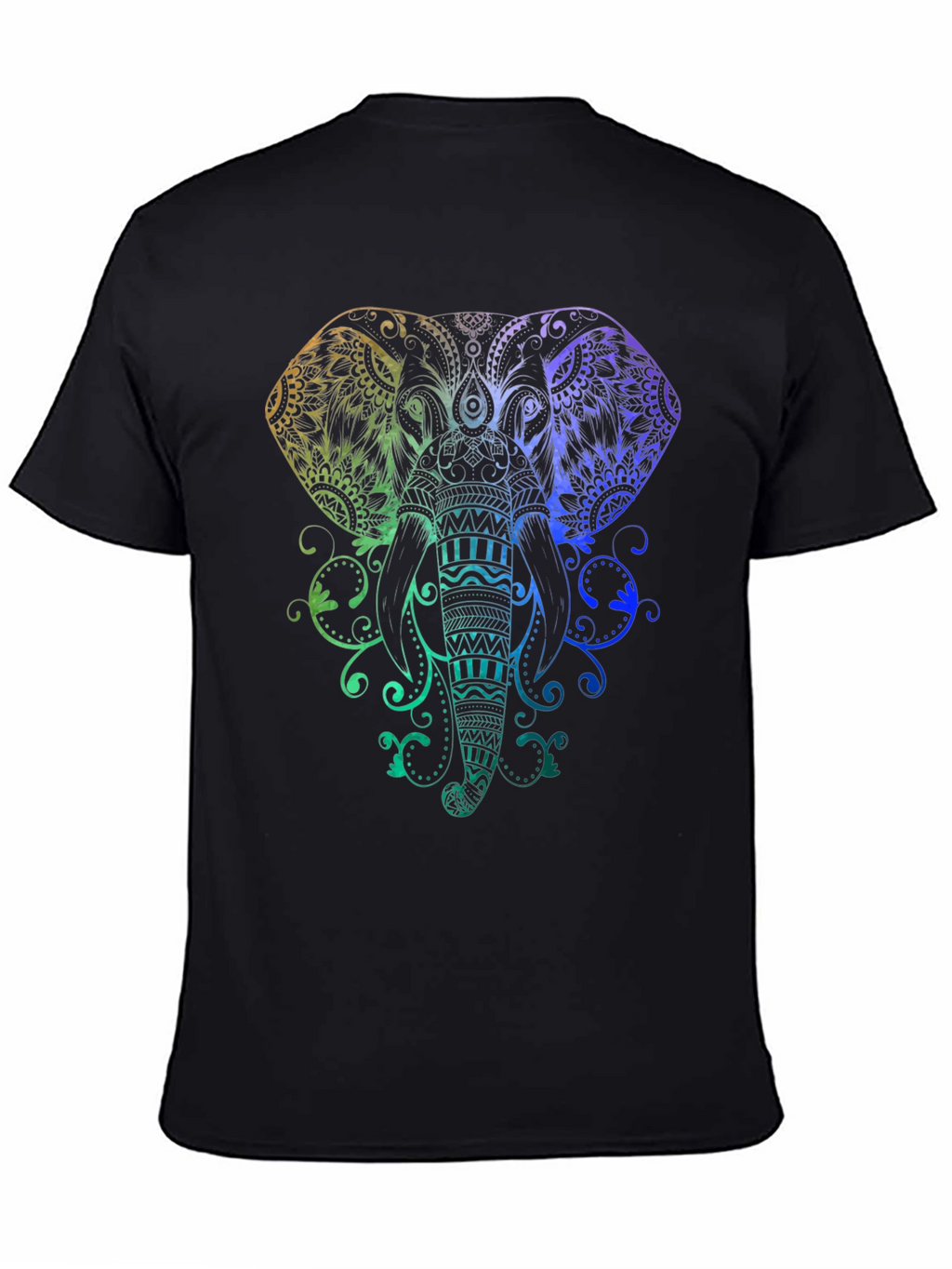 Rainbow Elephant Graphic Tee - Black