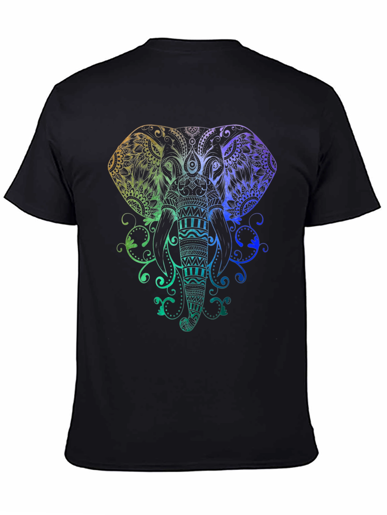 Rainbow Elephant Graphic Tee - Black