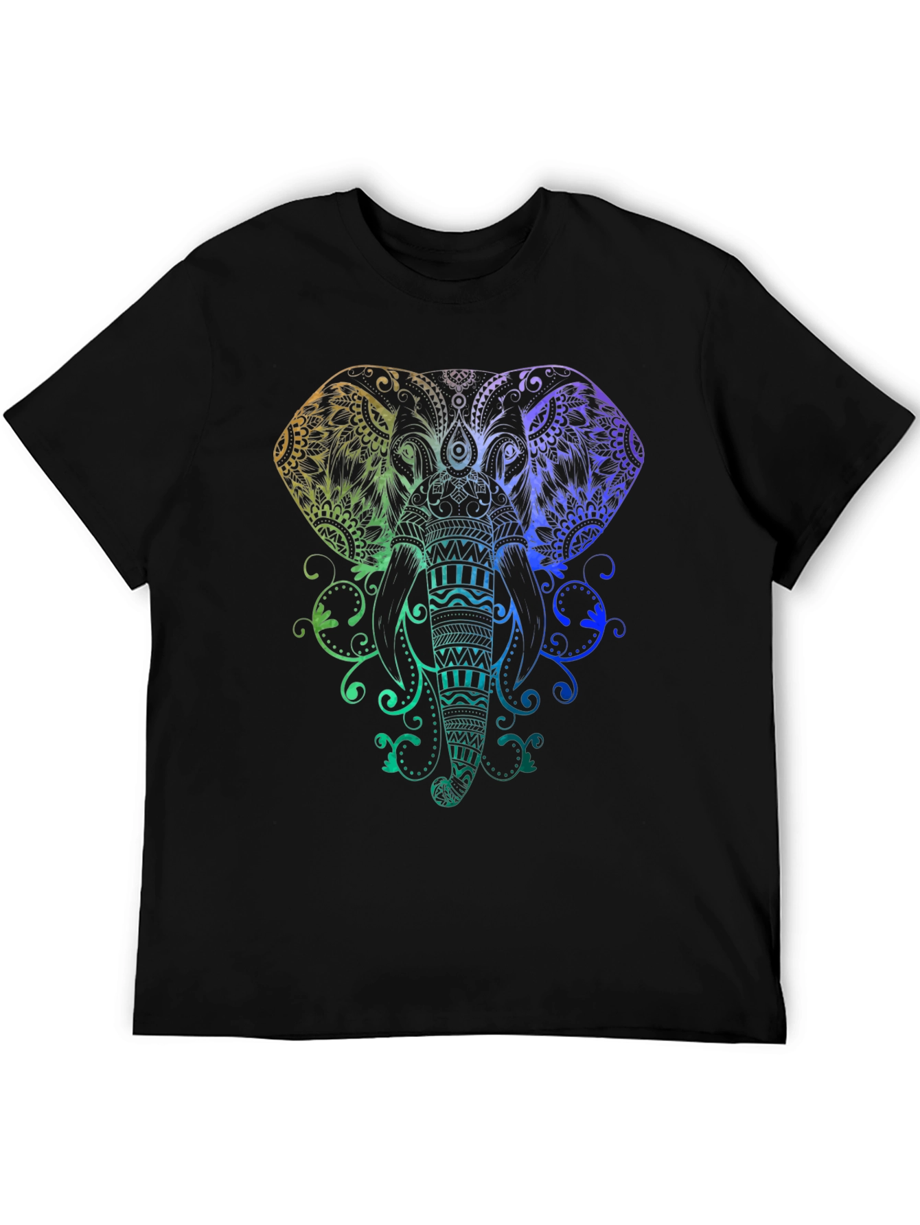 Rainbow Elephant Graphic Tee - Black