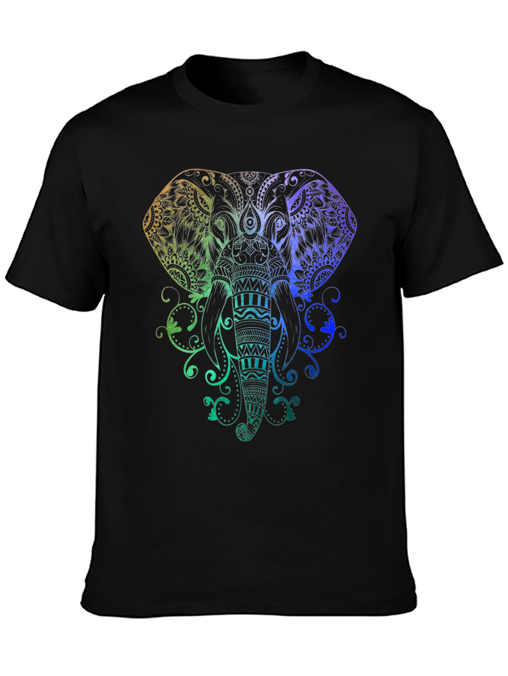 Rainbow Elephant Graphic Tee - Black