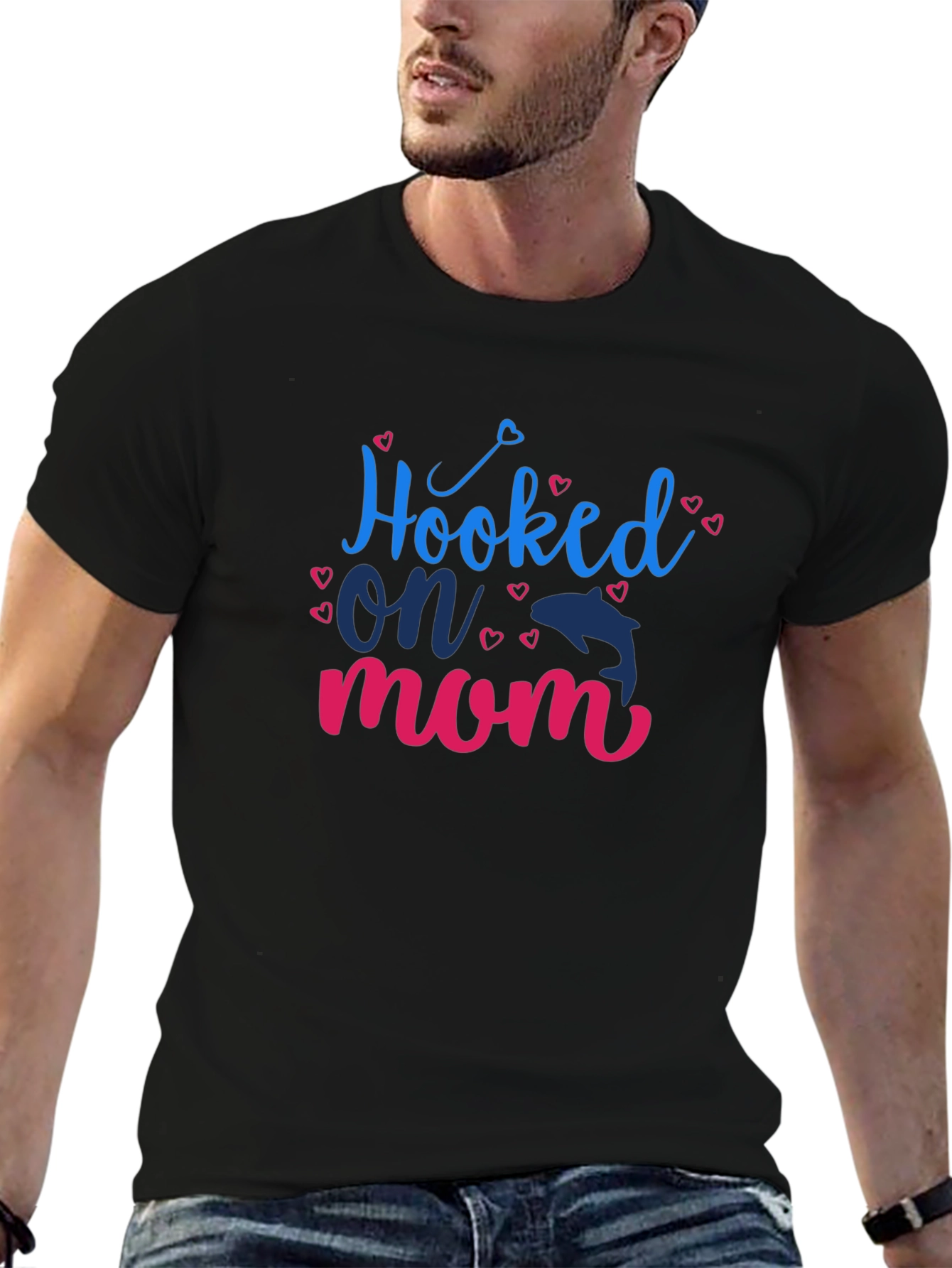 Hooked on Mom Graphic Tee - Blue & Pink