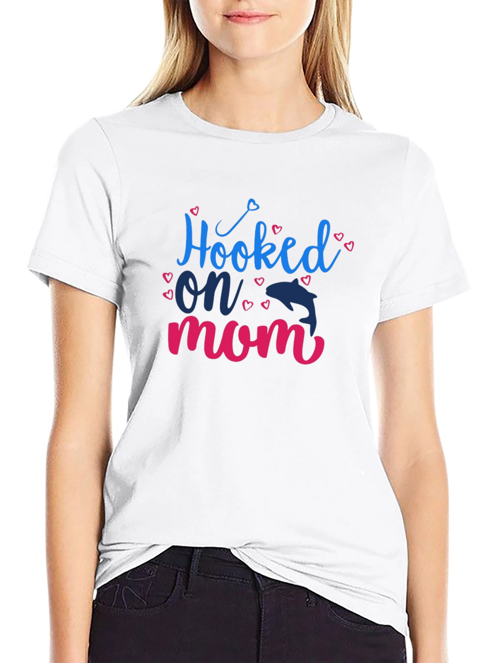 Hooked on Mom Graphic Tee - Blue & Pink