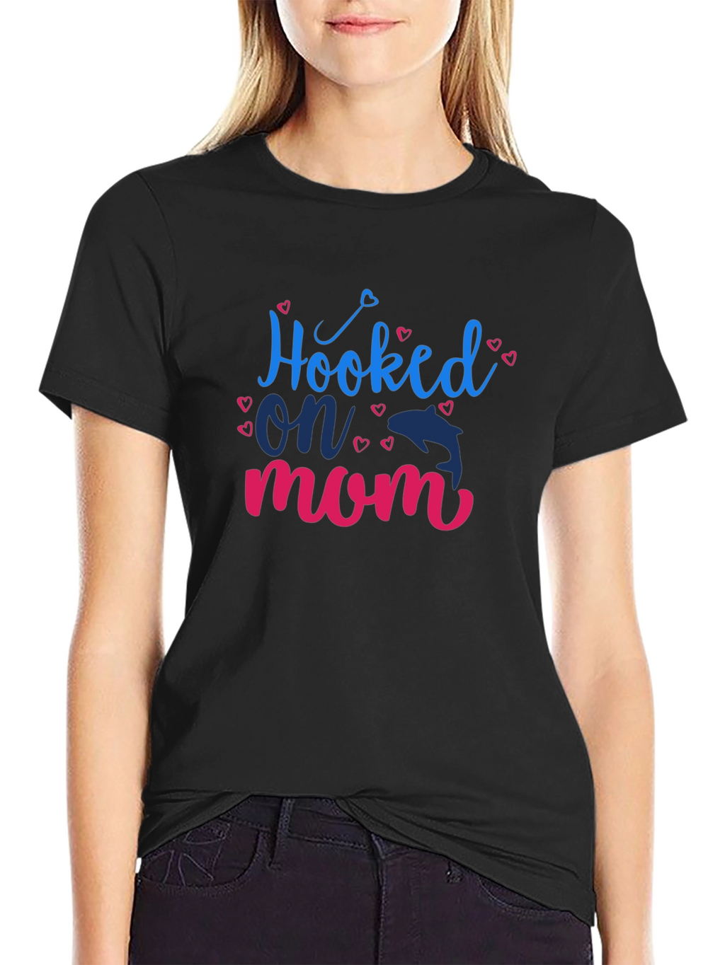 Hooked on Mom Graphic Tee - Blue & Pink