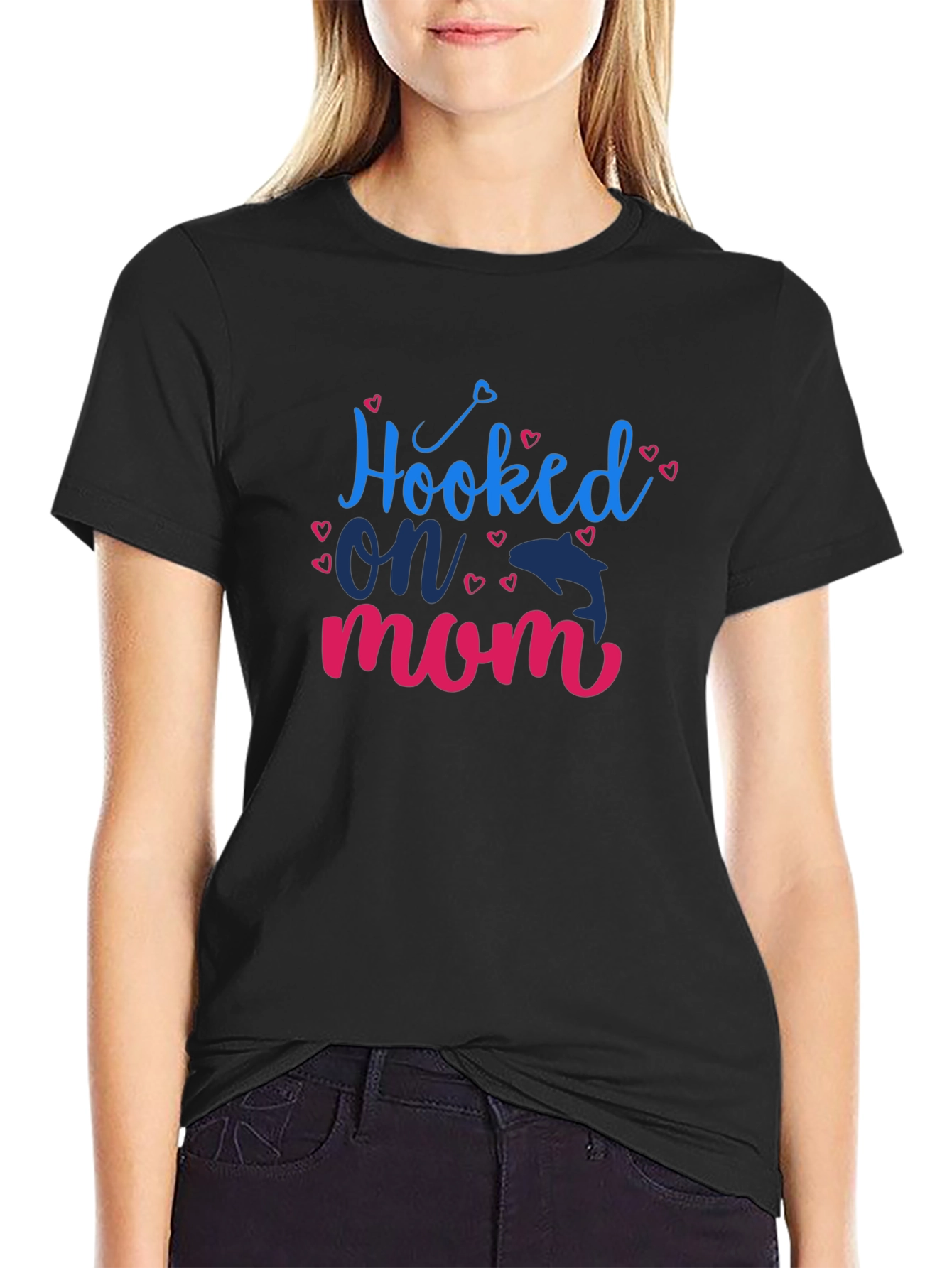 Hooked on Mom Graphic Tee - Blue & Pink
