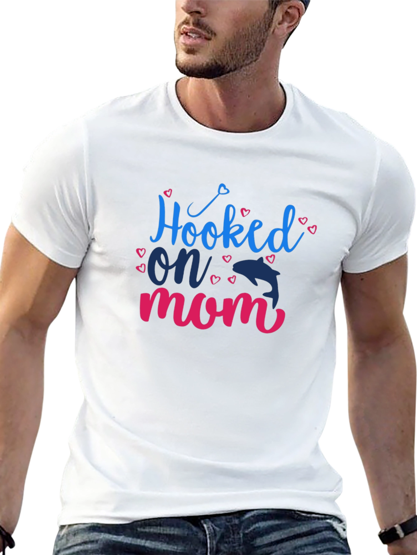 Hooked on Mom Graphic Tee - Blue & Pink