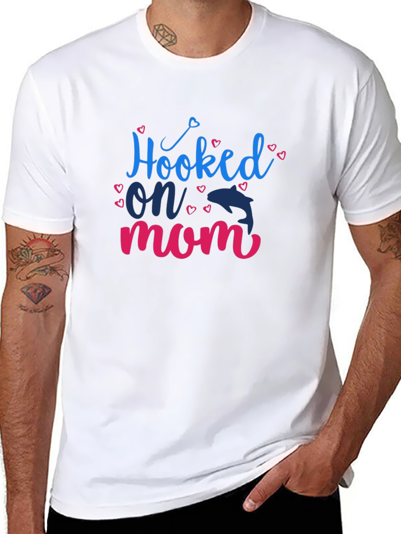 Hooked on Mom Graphic Tee - Blue & Pink
