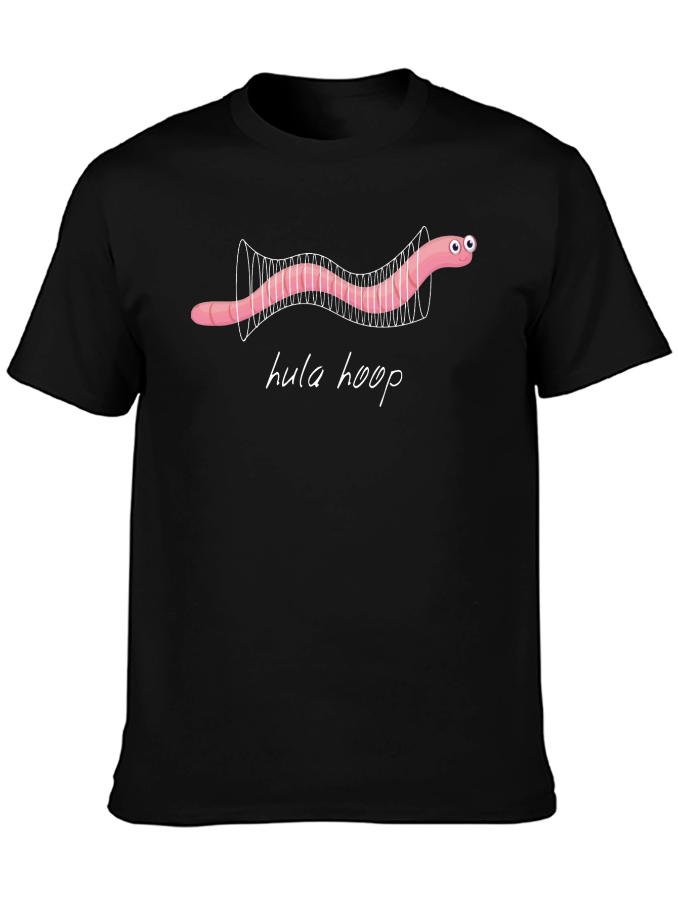 Hula Hoop Worm Graphic Tee - Novelty Black T-Shirt