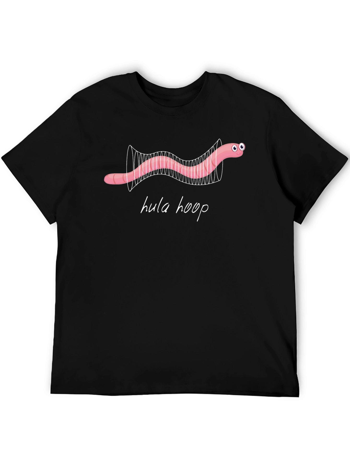 Hula Hoop Worm Graphic Tee - Novelty Black T-Shirt