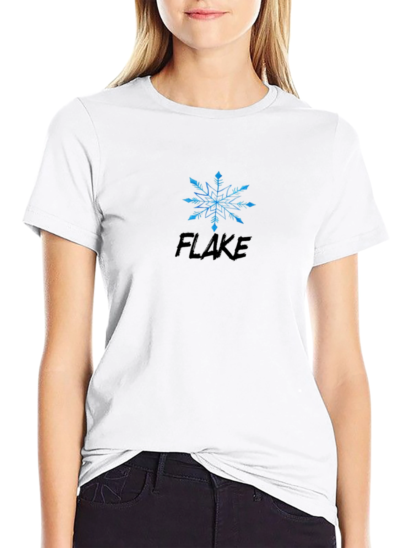 Flake Snowflake Graphic Black T-Shirt