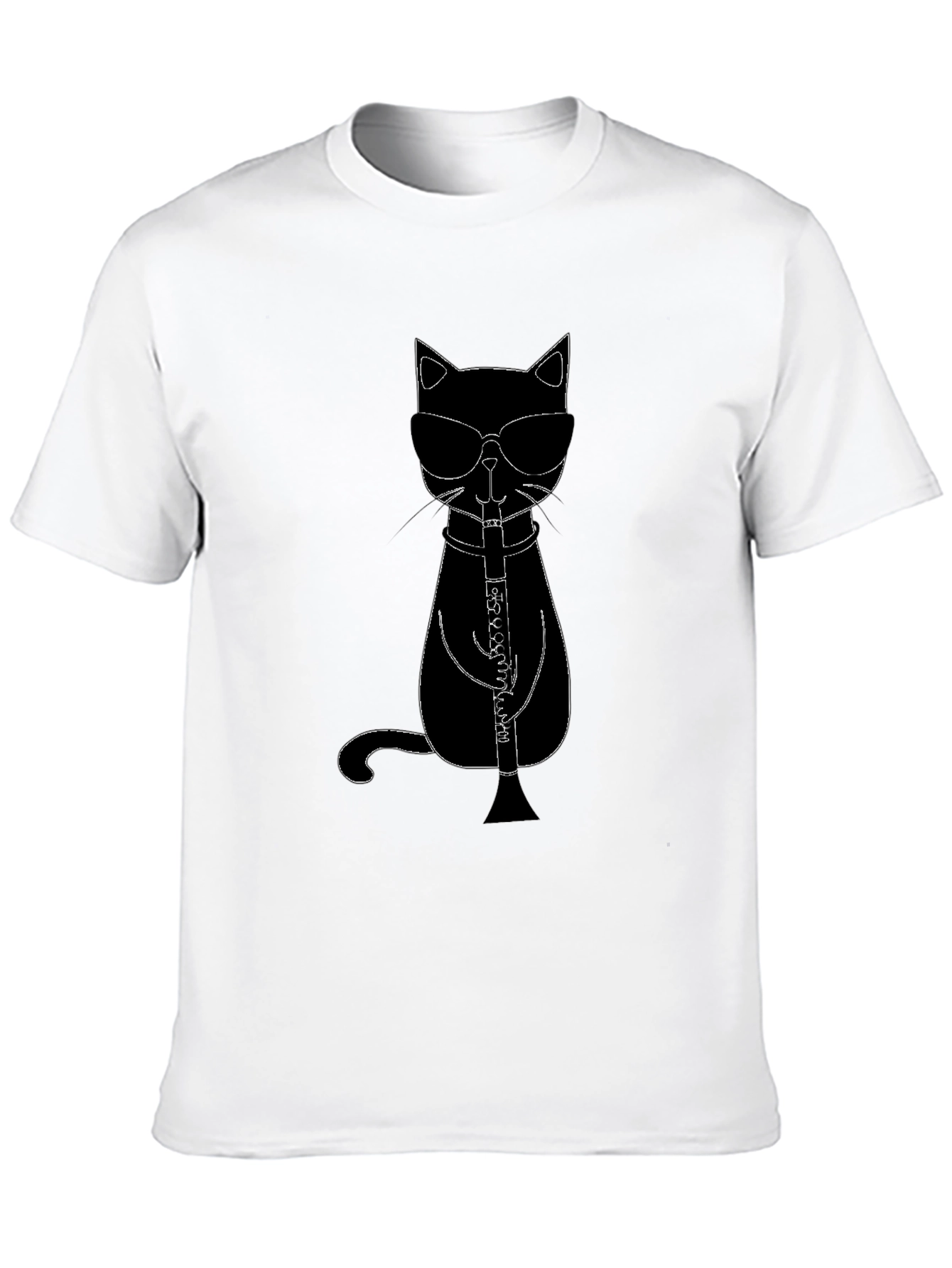 Cool Cat Clarinet Player Black T-Shirt