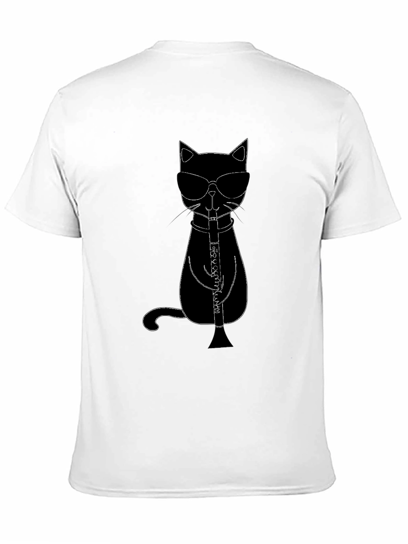 Cool Cat Clarinet Player Black T-Shirt