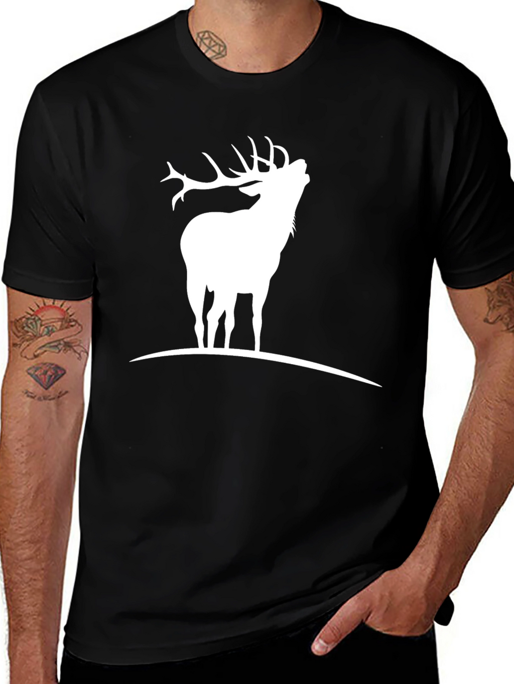 Black Deer Silhouette Graphic Tee
