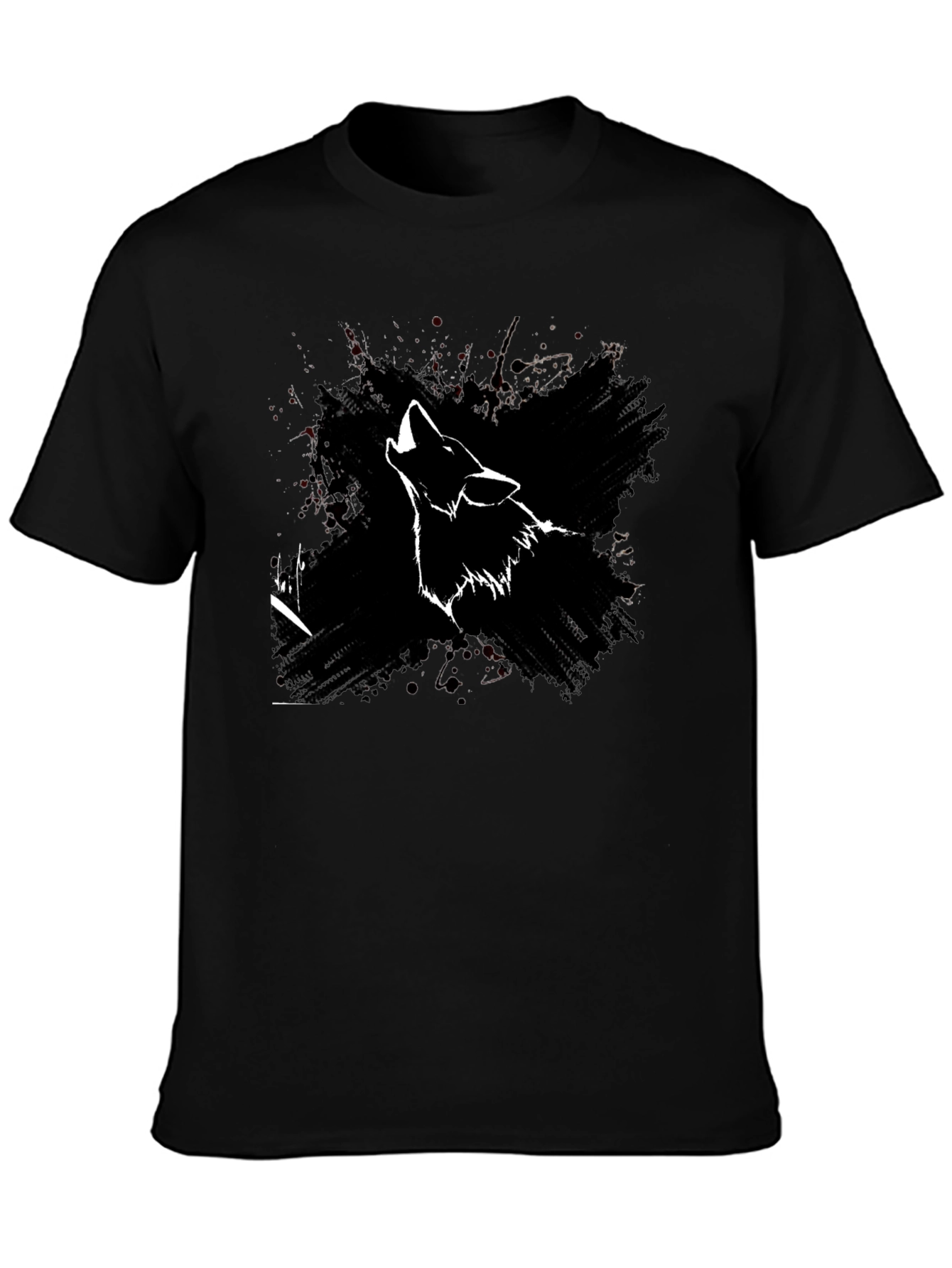 Wolf Howl Graphic Print Black T-Shirt